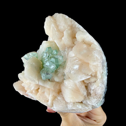 Lush Mint Green Apophyllite Crystal Cluster Nestled in Pearlescent Stilbite Matrix - Collector’s Cabinet Specimen from Jalgaon, India # DKT196 Apophyllite Superb Minerals 