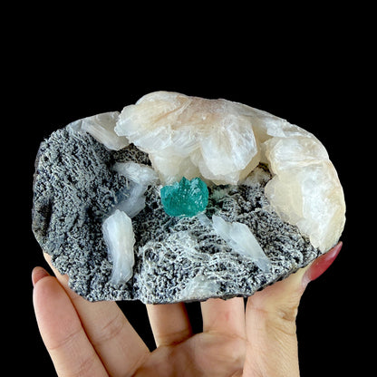 Lush Mint Green Apophyllite Crystal Cluster Nestled in Pearlescent Stilbite Matrix - Collector’s Cabinet Specimen from Jalgaon, India # DKT199 Apophyllite Superb Minerals 
