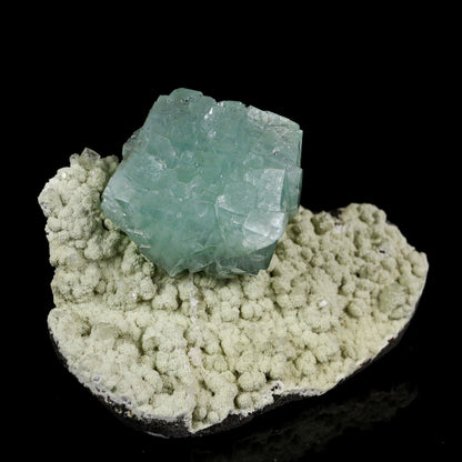 Lustrous Cubic Green Apophyllite on Pale Green Chalcedony Matrix - Natural Specimen from Pune, India # B 7207 Apophylite Superb Minerals 