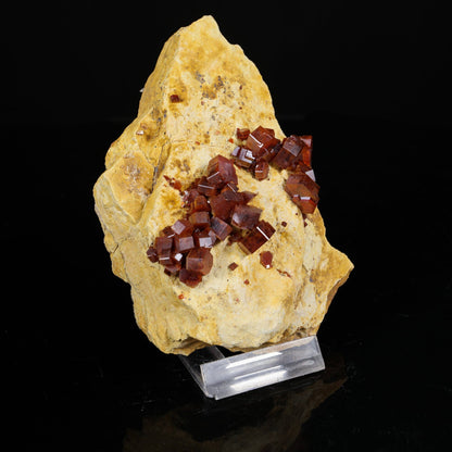 Lustrous Deep Red-Orange Vanadinite Crystals on Natural Matrix - Classic Collector Specimen from Mibladen, Morocco # B 7218 Vanadinite Superb Minerals 