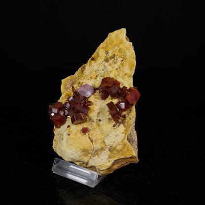 Lustrous Deep Red-Orange Vanadinite Crystals on Natural Matrix - Classic Collector Specimen from Mibladen, Morocco # B 7218 Vanadinite Superb Minerals 