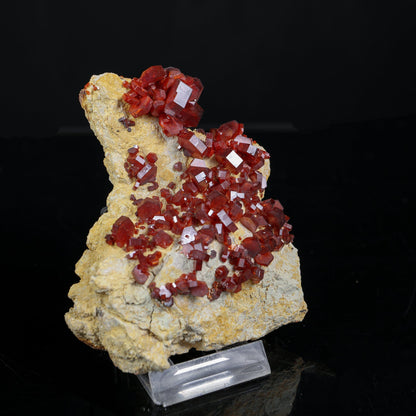 Lustrous Deep Red-Orange Vanadinite Crystals on Natural Matrix - Classic Collector Specimen from Mibladen, Morocco # B 7222 Vanadinite Superb Minerals 