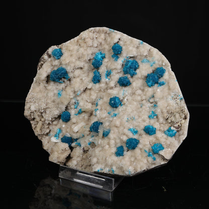 Lustrous Electric-Blue Cavansite Rosette with Stilbite on Sparkling Heulandite Matrix – Rare Indian Zeolite Mineral Specimen from Pune # B 7245 Cavansite Superb Minerals 