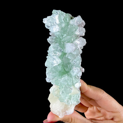 Lustrous Green Apophyllite Crystal Cluster on Stilbite Matrix - Natural Indian Mineral Specimen from Chhatrapati Sambhaji Nagar # DKT144 Apophyllite Superb Minerals 