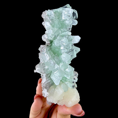 Lustrous Green Apophyllite Crystal Cluster on Stilbite Matrix - Natural Indian Mineral Specimen from Chhatrapati Sambhaji Nagar # DKT144 Apophyllite Superb Minerals 