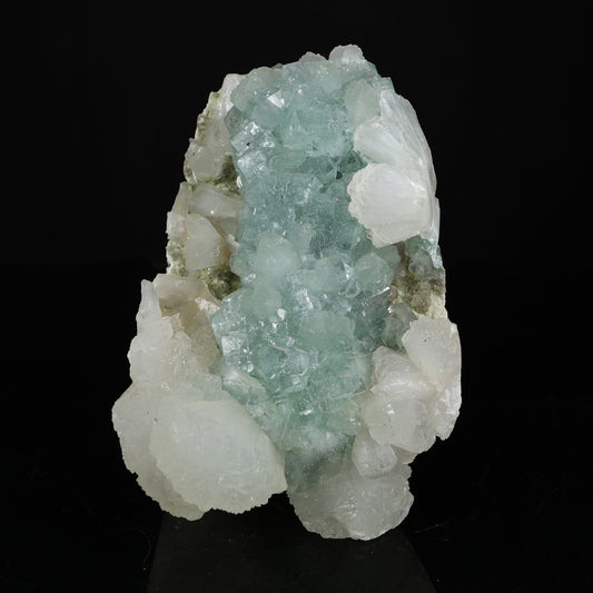 Lustrous Mint Green Apophyllite Cluster with Stilbite - Collector’s Specimen from Pune, Maharashtra # B 7220 Apophylite Superb Minerals 