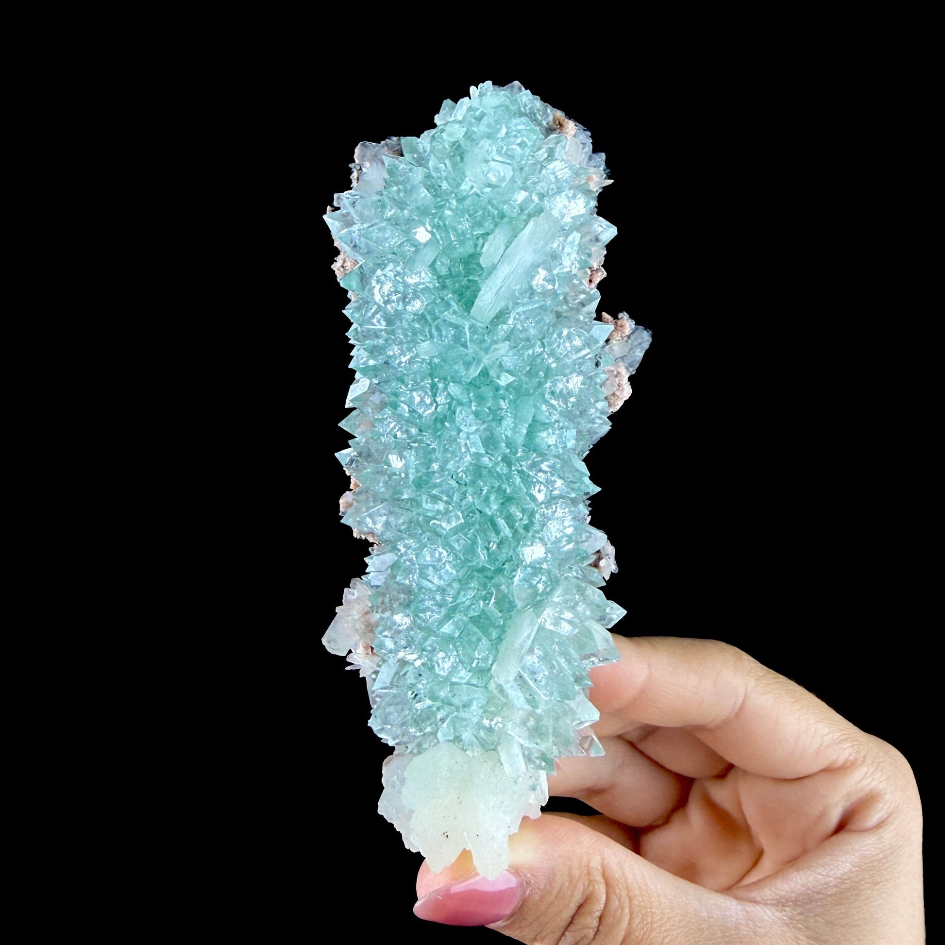 Lustrous Mint Green Apophyllite Cluster with Stilbite & Heulandite - Rare Collector’s Indian Specimen from Madhya Pradesh #DKT155 apophyllite Superb Minerals 
