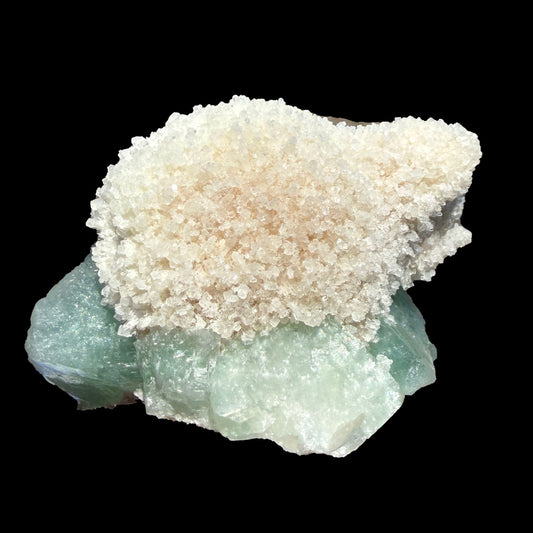 Mesolite on Green Apophyllite – Indian Zeolite Mineral Specimen from Pune # B DKT134 Mesolite Superb Minerals 