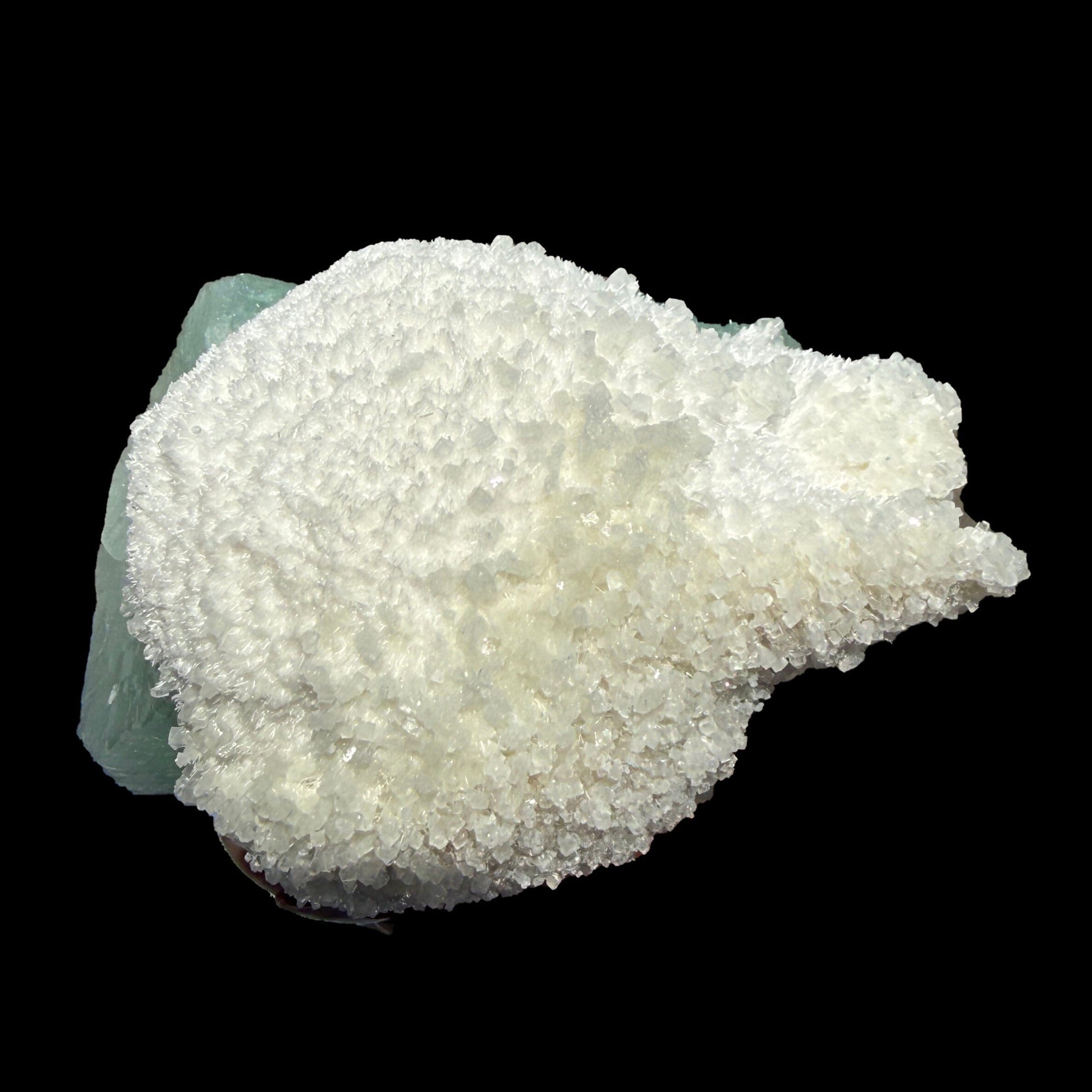 Mesolite on Green Apophyllite – Indian Zeolite Mineral Specimen from Pune # B DKT134 Mesolite Superb Minerals 
