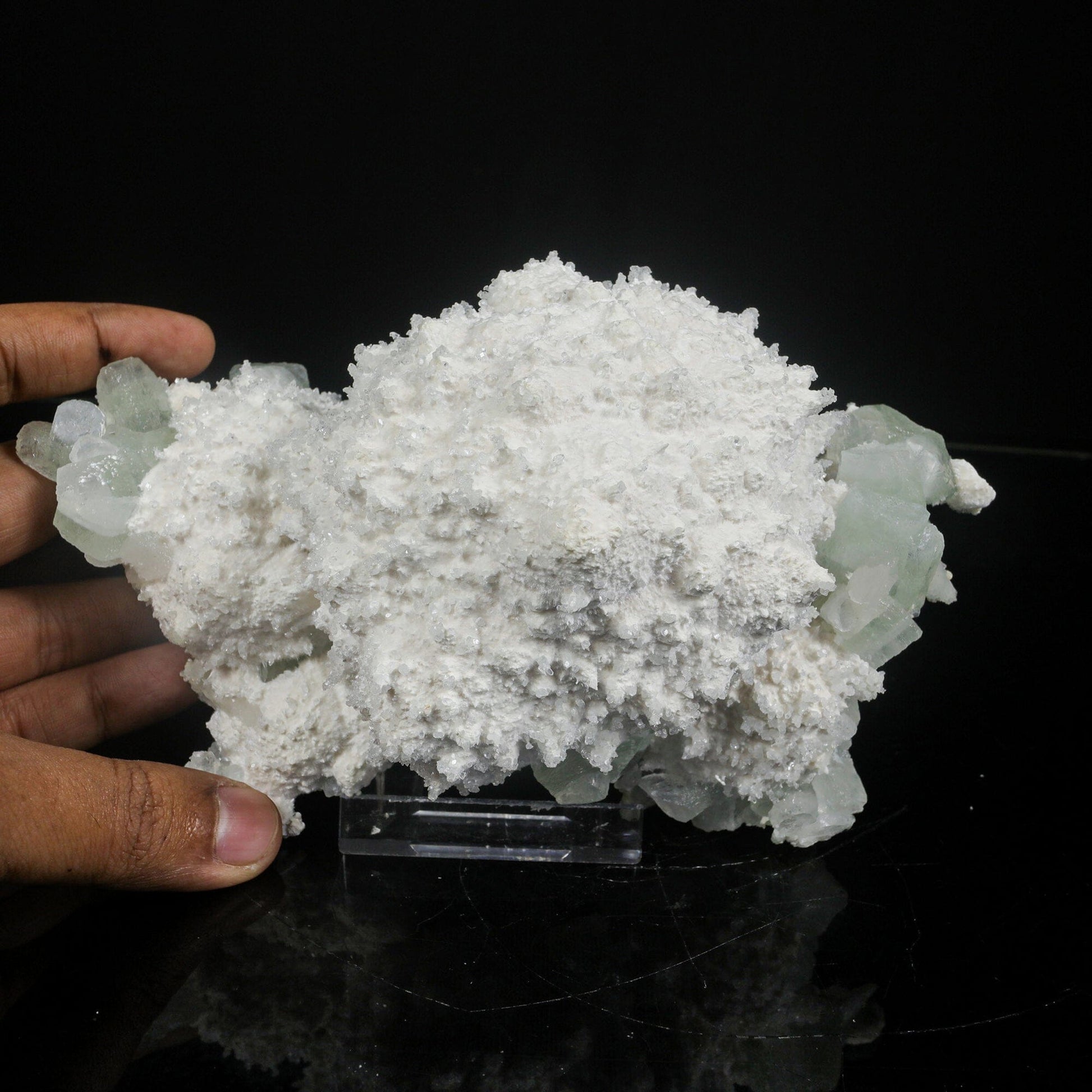 Mordenite with Green Apophyllite – Rare Indian Zeolite Mineral Specimen # B 7084 Mordenite Superb Minerals 