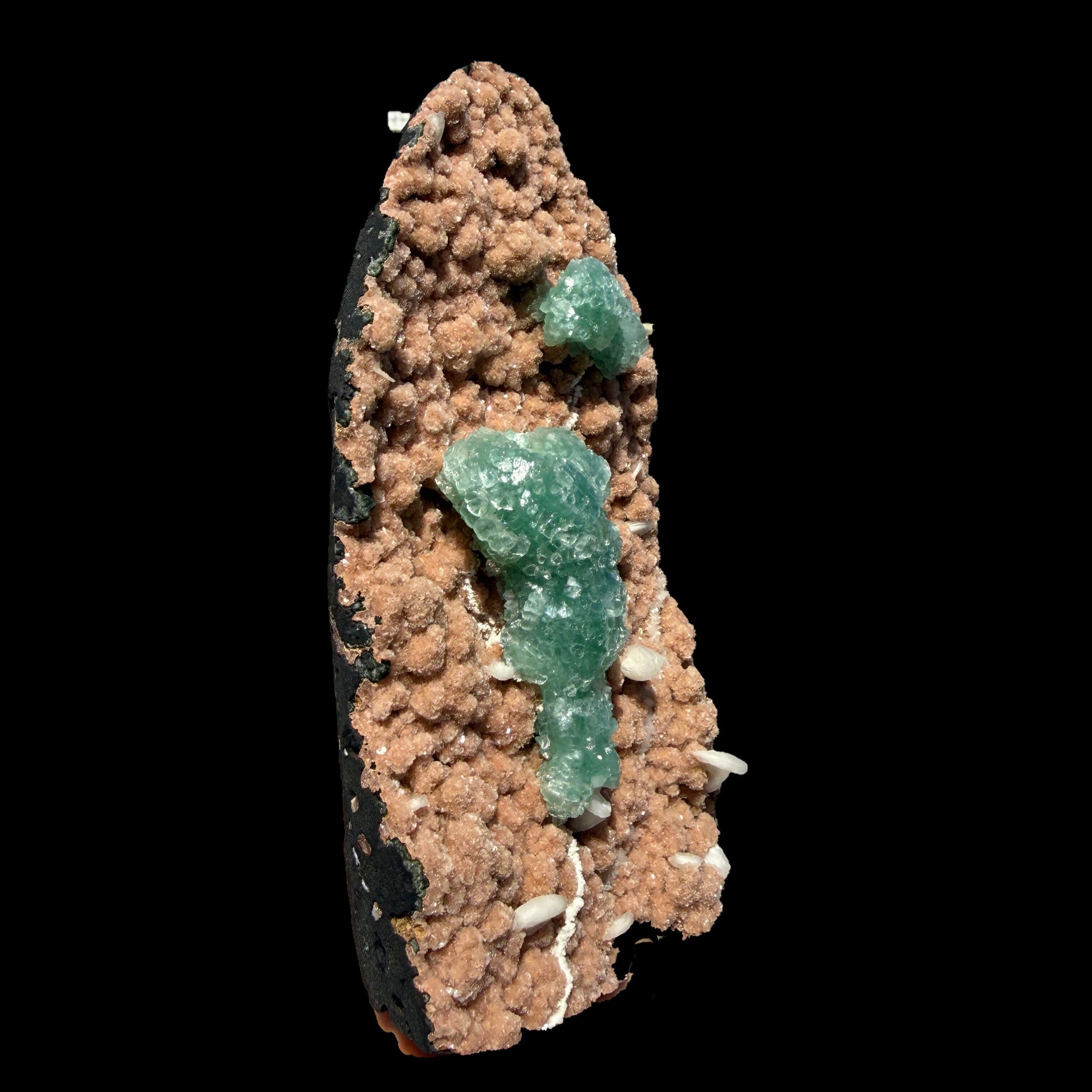 Museum Grade - Green Apophyllite Crystal Clusters on Pink Heulandite – Freestanding Indian Zeolite Crystal from Ahilyanagar # DKT119 Apophyllite Superb Minerals 