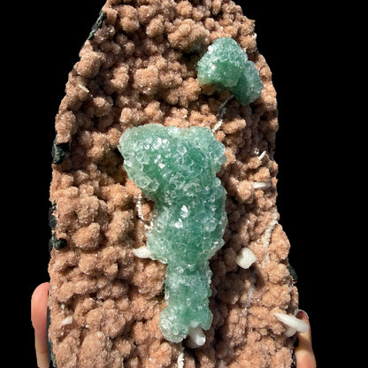 Museum Grade - Green Apophyllite Crystal Clusters on Pink Heulandite – Freestanding Indian Zeolite Crystal from Ahilyanagar # DKT119 Apophyllite Superb Minerals 