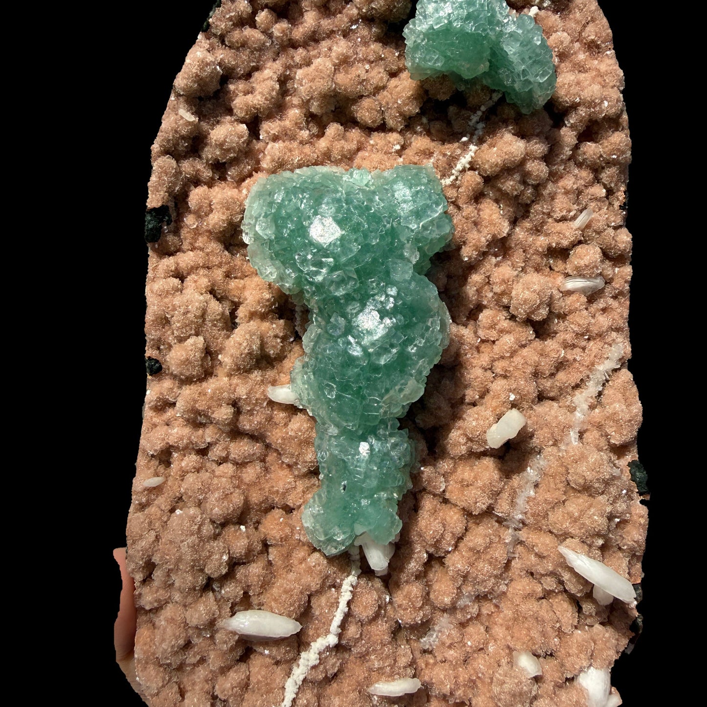 Museum Grade - Green Apophyllite Crystal Clusters on Pink Heulandite – Freestanding Indian Zeolite Crystal from Ahilyanagar # DKT119 Apophyllite Superb Minerals 