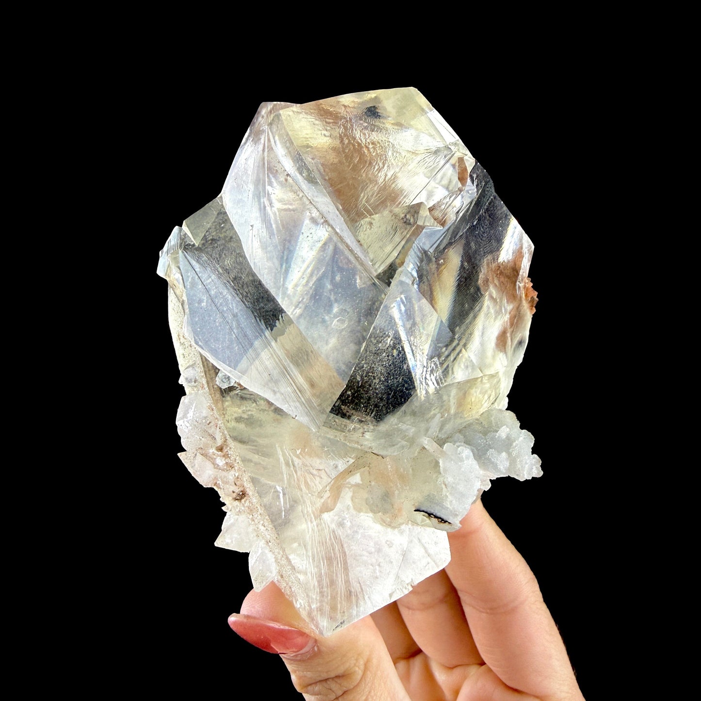 Museum-Grade Optical Calcite with Apophyllite – Rare Jalgaon, India Crystal Specimen | Gemmy Transparent Calcite Formation Calcite Superb Minerals 
