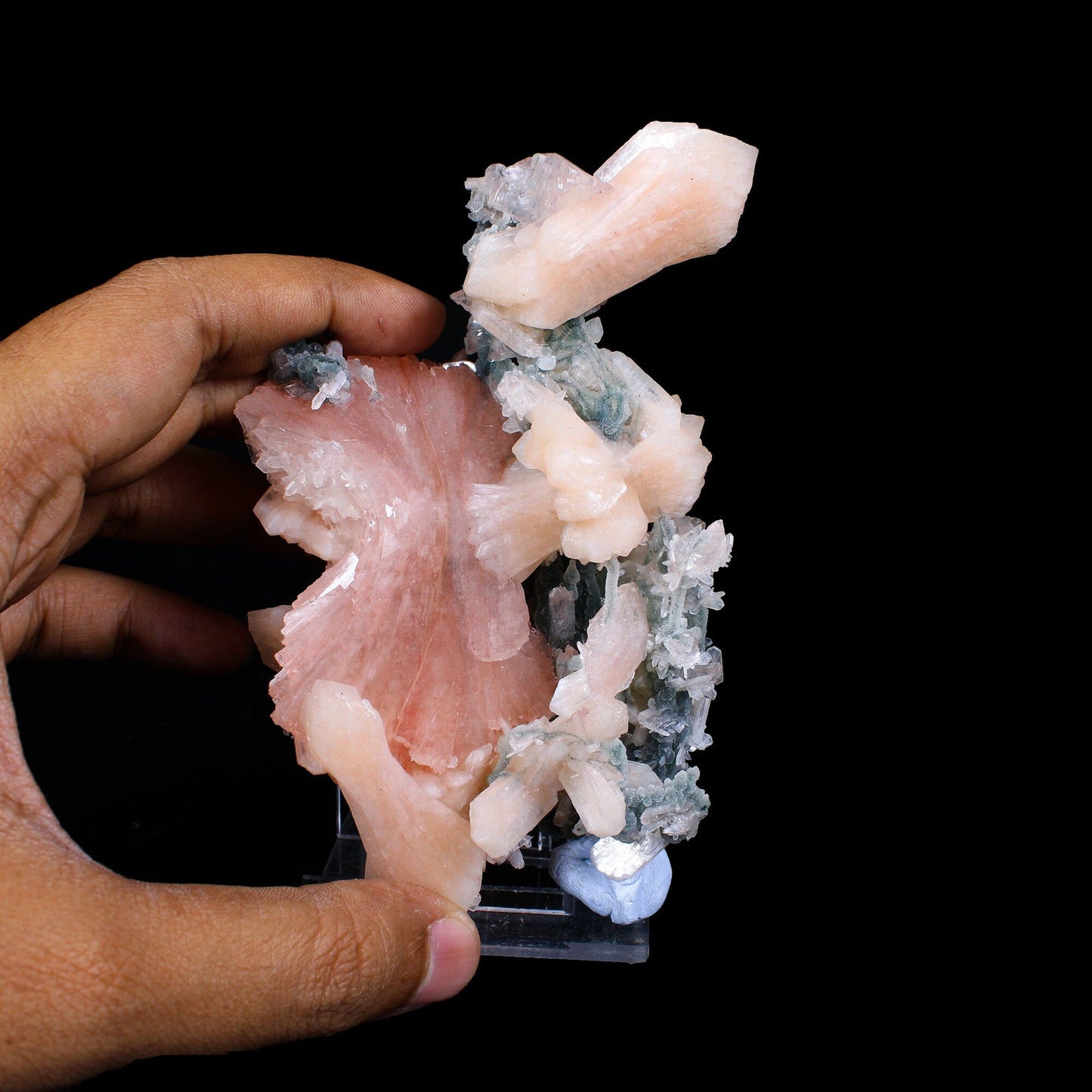 Museum Grade - Rare Peach Heulandite with Stilbite & Chalcedony – Natural Indian Zeolite Specimen # B 7168 Heulandite Superb Minerals 