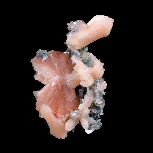 Museum Grade - Rare Peach Heulandite with Stilbite & Chalcedony – Natural Indian Zeolite Specimen # B 7168 Heulandite Superb Minerals 