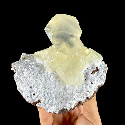 Museum Grade - Yellow Calcite Cluster on Snowy Mordenite Matrix – Indian Mineral Specimen from Chhatrapati Sambhaji Nagar DKT117 Calcite Superb Minerals 