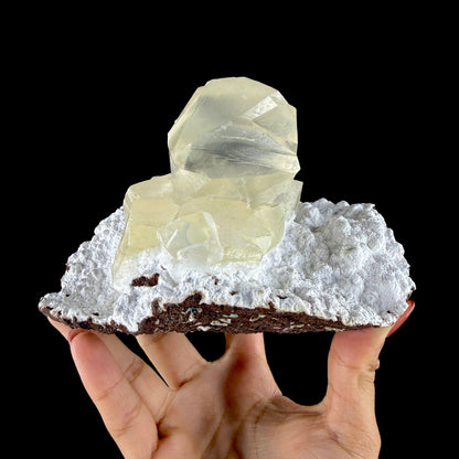 Museum Grade - Yellow Calcite Cluster on Snowy Mordenite Matrix – Indian Mineral Specimen from Chhatrapati Sambhaji Nagar DKT117 Calcite Superb Minerals 