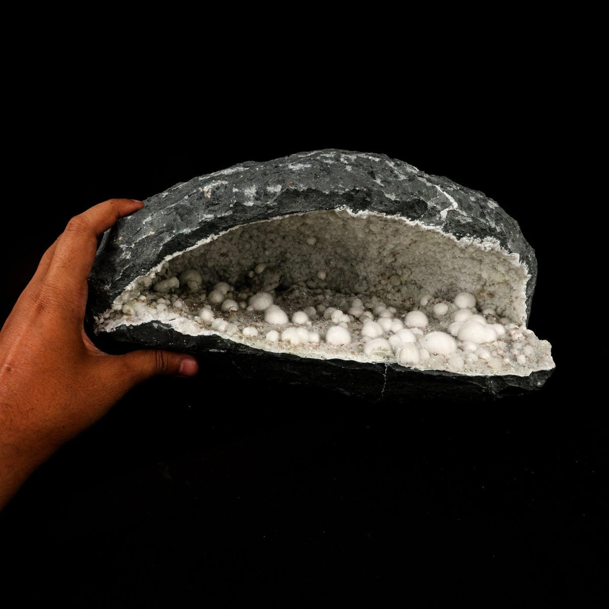 Okenite Big Puffballs Inside Chalcedony Geode Natural Mineral Specimen # B 5859 Okenite Superb Minerals