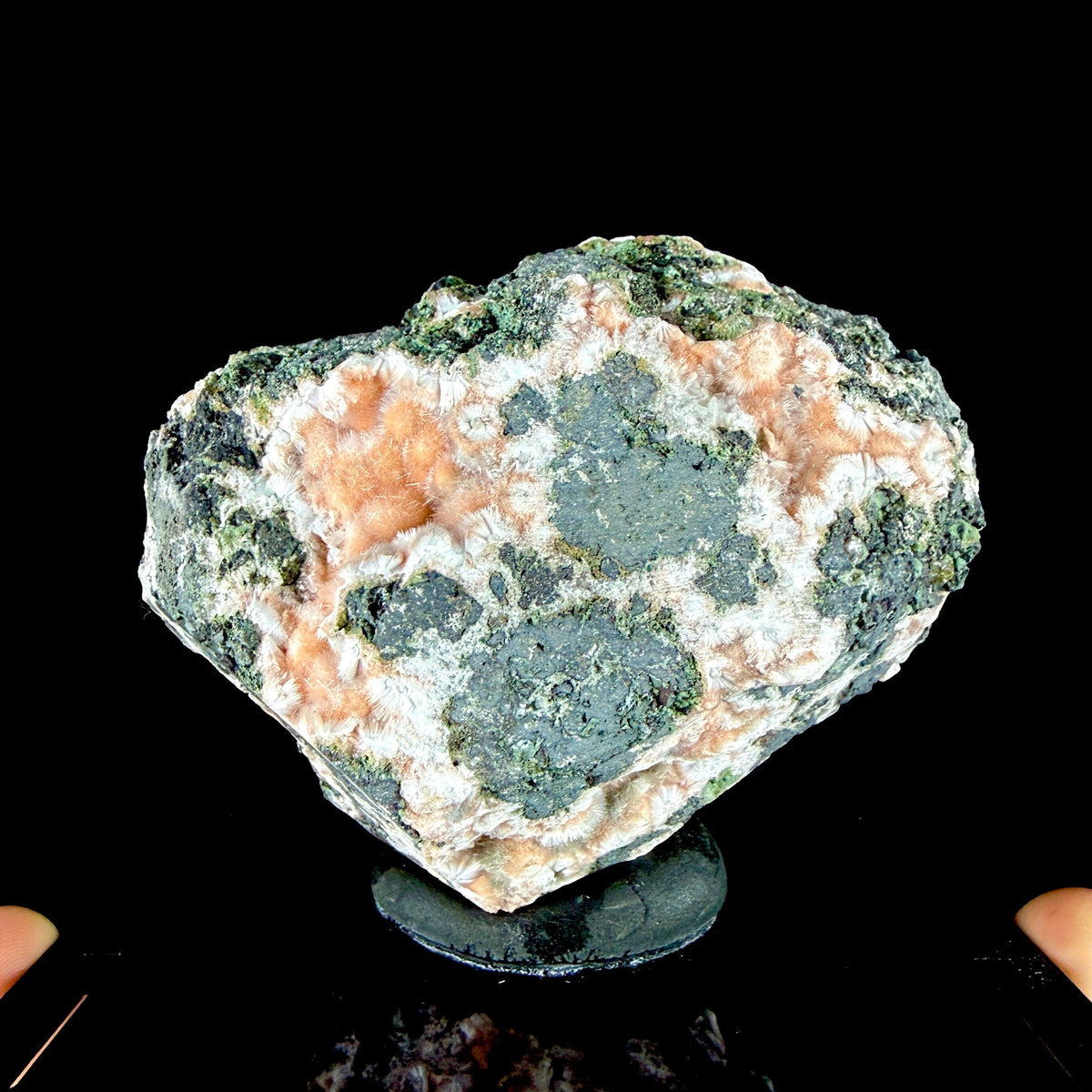 Orange Thomsonite Spheres with Mesolite Needles on Matrix - Collector’s Specimen from Deshgaon, Madhya Pradesh # DKT164 Thomsonite Superb Minerals 