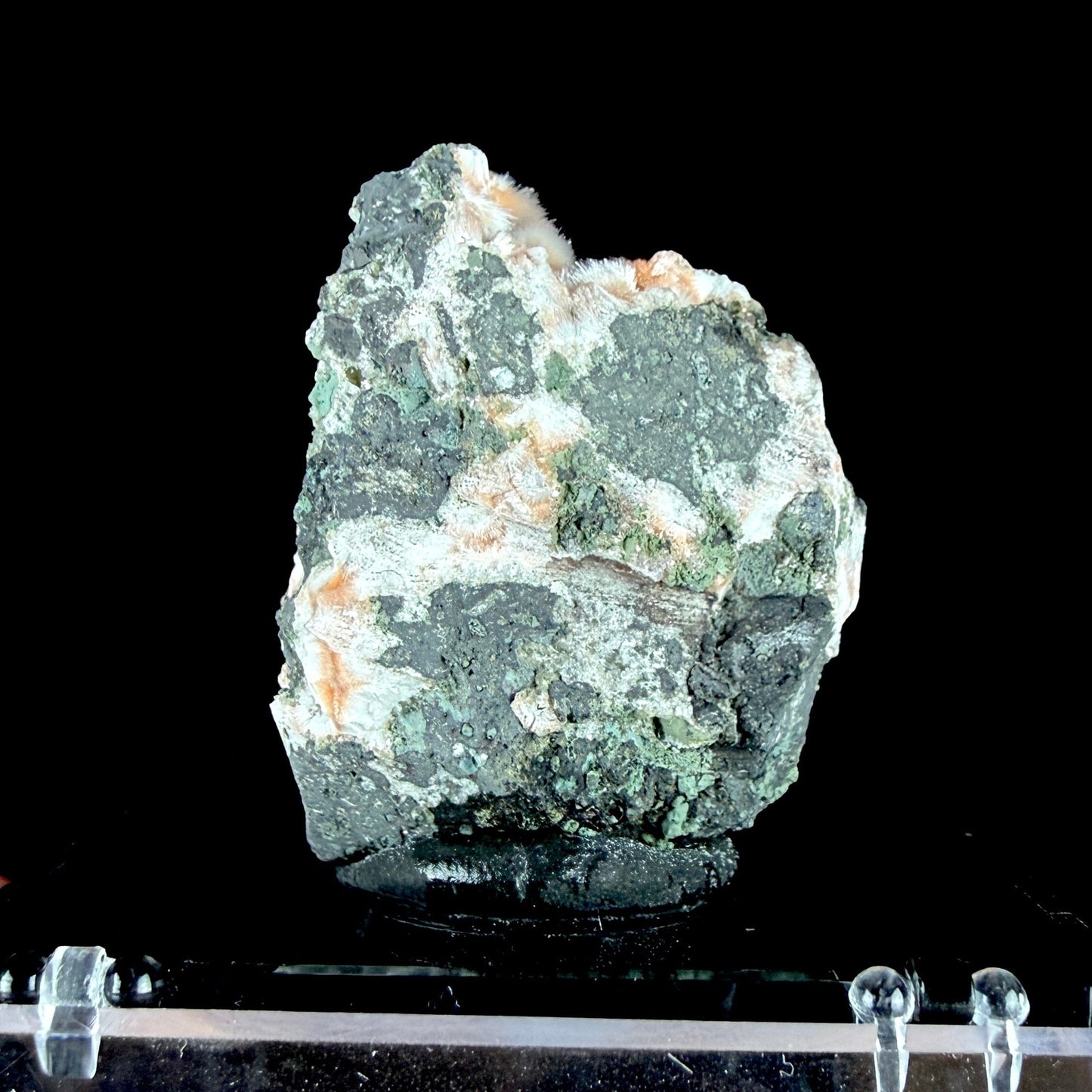 Orange Thomsonite with Fibrous Mesolite Needles on Matrix - Collector’s Specimen from Madhya Pradesh #DKT156 Thomsonite Superb Minerals 