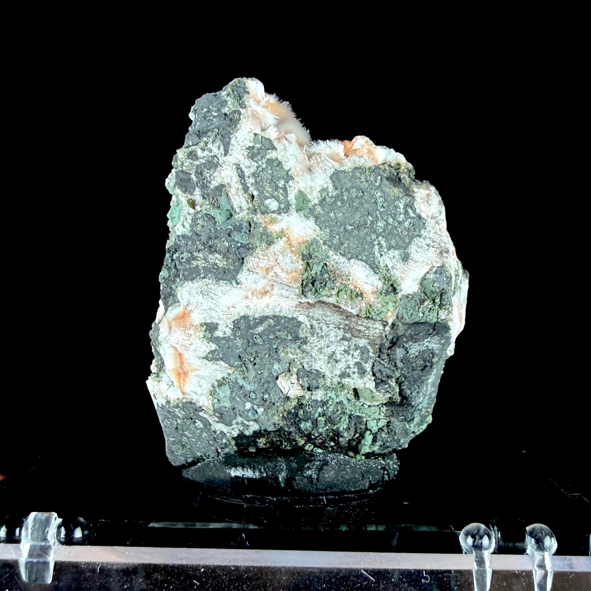Orange Thomsonite with Fibrous Mesolite Needles on Matrix - Collector’s Specimen from Madhya Pradesh #DKT156 Thomsonite Superb Minerals 