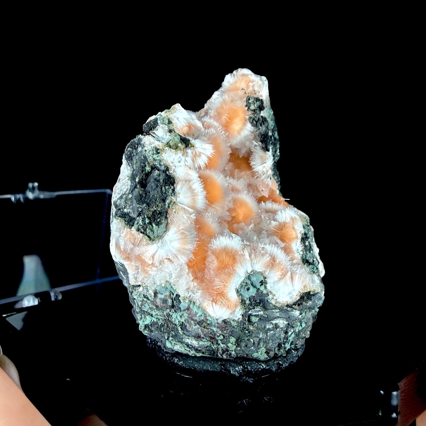 Orange Thomsonite with Fibrous Mesolite Needles on Matrix - Collector’s Specimen from Madhya Pradesh #DKT156 Thomsonite Superb Minerals 