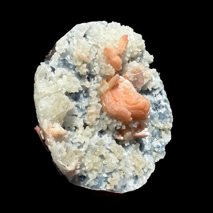 Peach Heulandite on Sparkling Chalcedony Matrix – Indian Zeolite Mineral from Jalgaon# DKT126 Heulandite Superb Minerals 