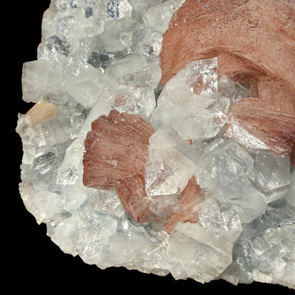 Peach Heulandite on Sparkling Clear Apophyllite Matrix from Jalgaon Maharashtra India | Natural Zeolite Mineral Specimen DKT80 Heulandite Superb Minerals 