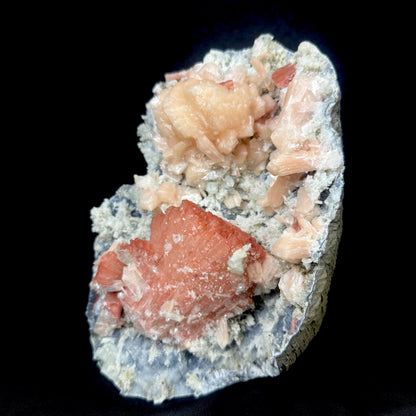 Peach Heulandite with Stilbite and Chalcedony on Matrix - Collector’s Cabinet Specimen from Jalgaon, India # DKT173 Heulandite Superb Minerals 