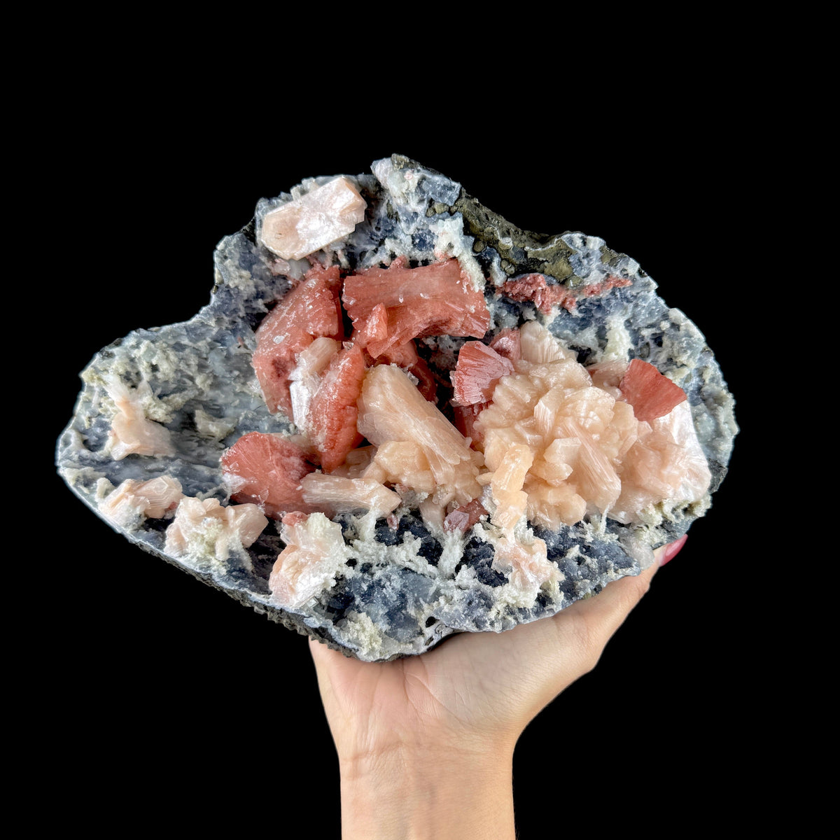Peach Heulandite with Stilbite and Chalcedony on Matrix - Collector’s Cabinet Specimen from Jalgaon, India # DKT192 Heulandite Superb Minerals 