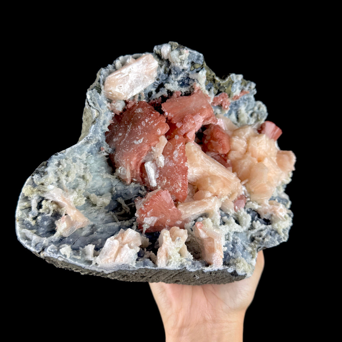 Peach Heulandite with Stilbite and Chalcedony on Matrix - Collector’s Cabinet Specimen from Jalgaon, India # DKT192 Heulandite Superb Minerals 