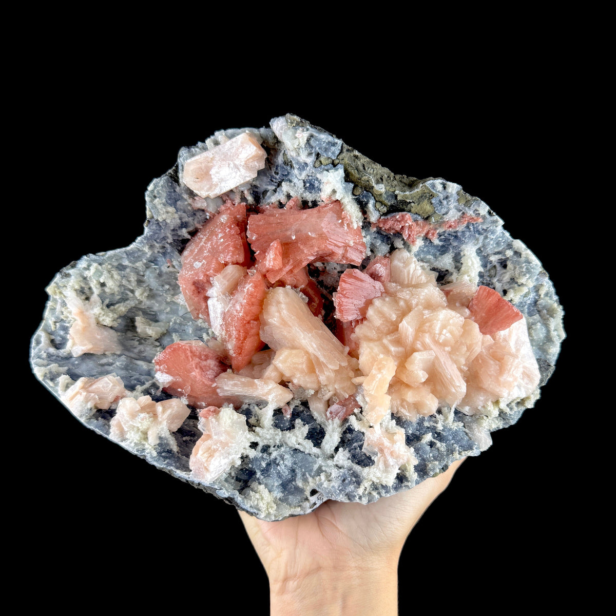 Peach Heulandite with Stilbite and Chalcedony on Matrix - Collector’s Cabinet Specimen from Jalgaon, India # DKT192 Heulandite Superb Minerals 