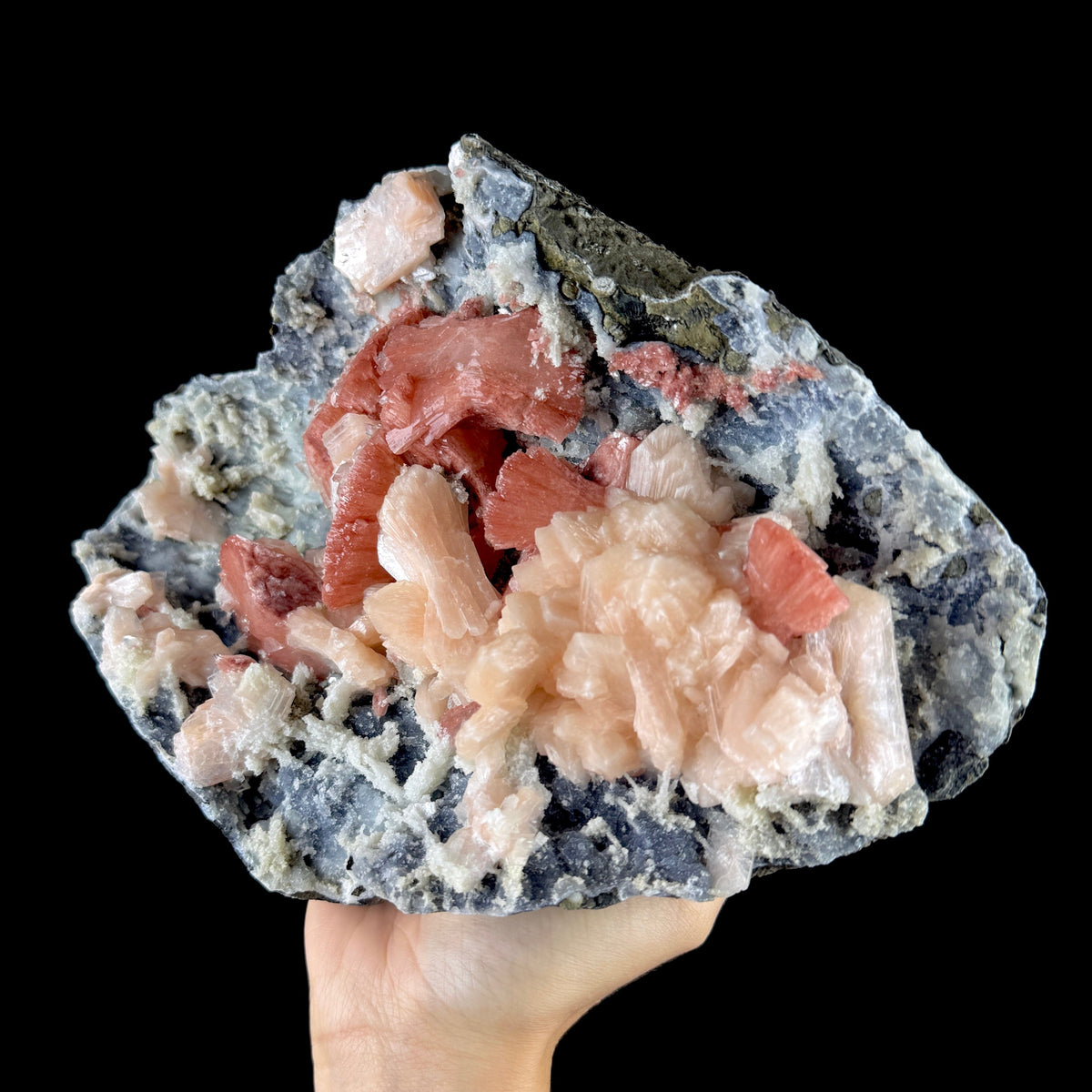 Peach Heulandite with Stilbite and Chalcedony on Matrix - Collector’s Cabinet Specimen from Jalgaon, India # DKT192 Heulandite Superb Minerals 