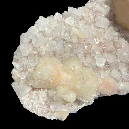 Peach Stilbite Ball Cluster on Blocky Clear Apophyllite Matrix – Rare Indian Zeolite Mineral Specimen from Nashik # DKT129 Stilbite Superb Minerals 