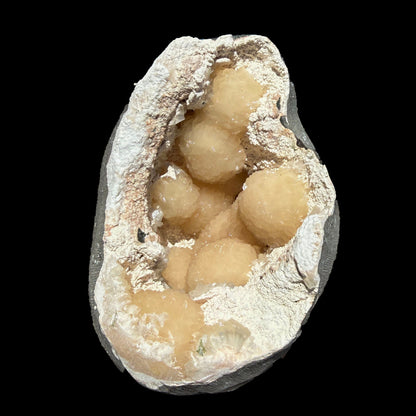 Peach Stilbite Clusters in Shimmering Chalcedony Geode Vug – Premium Indian Zeolite Mineral Specimen from Nashik # DKT120 Stilbite Superb Minerals 