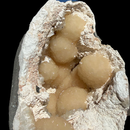 Peach Stilbite Clusters in Shimmering Chalcedony Geode Vug – Premium Indian Zeolite Mineral Specimen from Nashik # DKT120 Stilbite Superb Minerals 