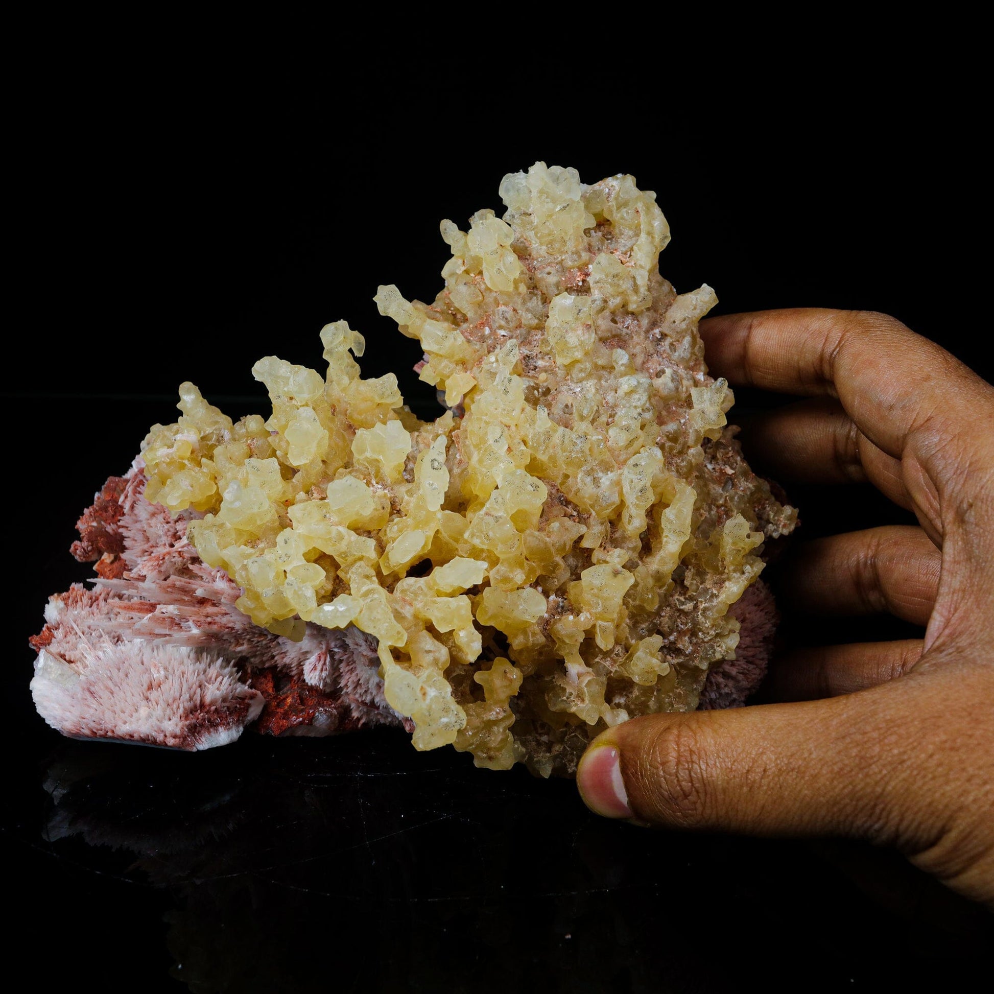 Phosphorescent Calcite on Mordenite with Iron Inclusions – Rare Mineral Specimen from India # B 7092 Calcite Superb Minerals 