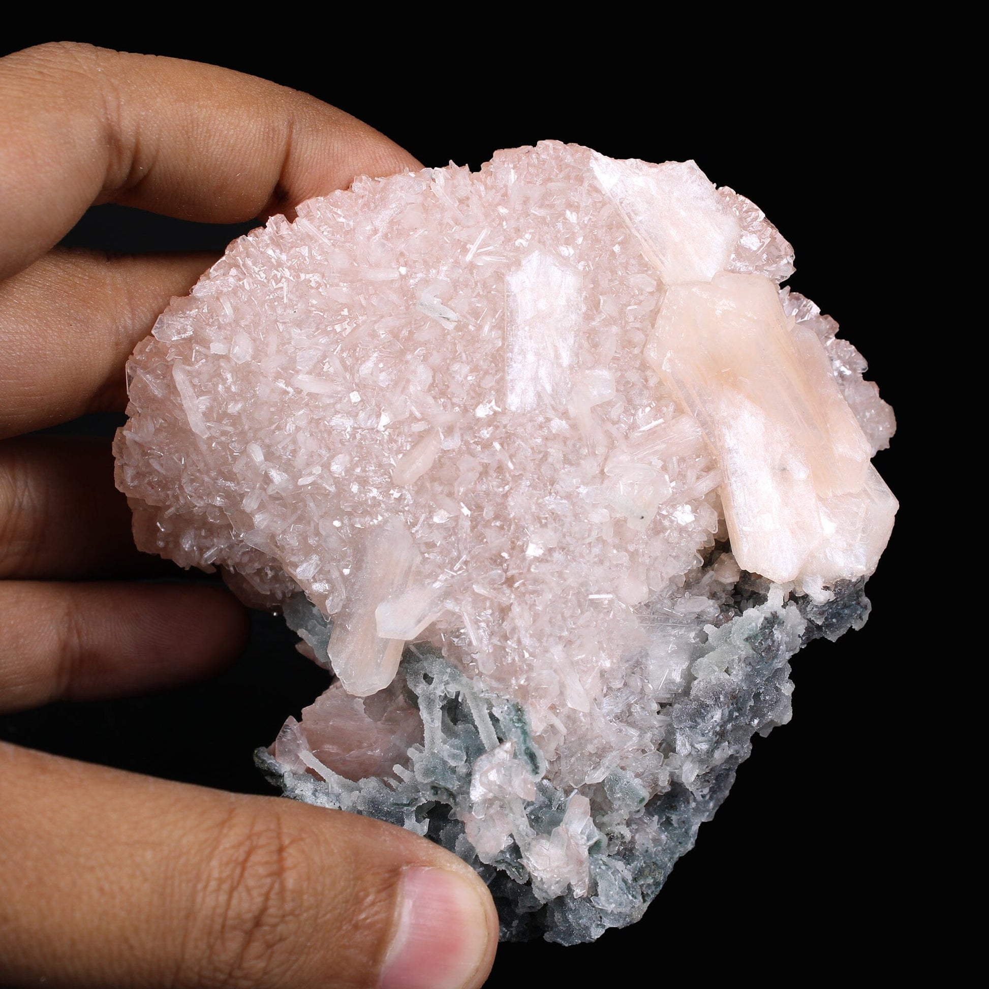Pink Heulandite Crystal Cluster on Chalcedony – Jalgaon Zeolite Specimen # B 7179 Heulandite Superb Minerals 