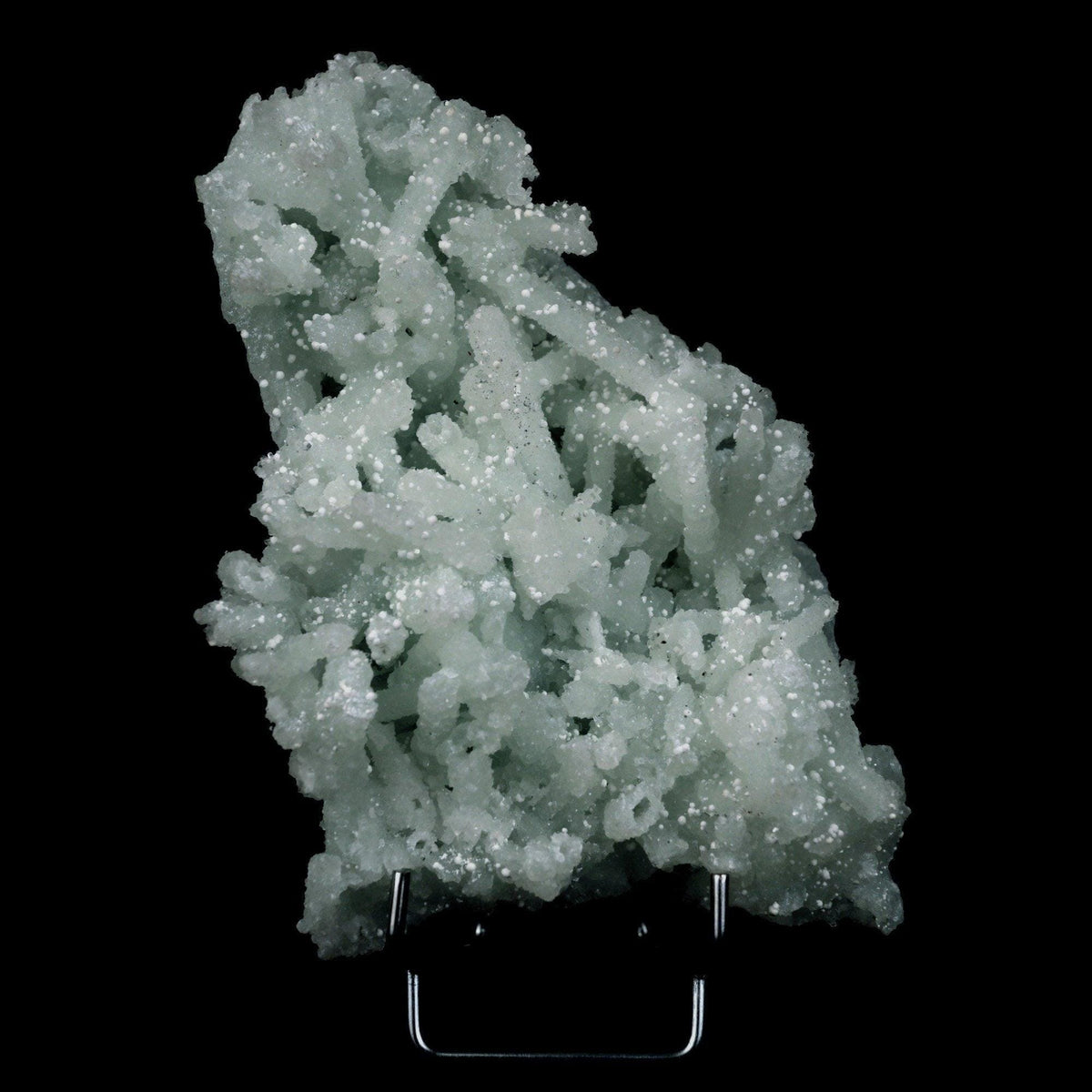 Prehnite Rare Find Natural Mineral Specimen # B 4717  https://www.superbminerals.us/products/prehnite-rare-find-natural-mineral-specimen-b-4717  Features: Pretty mint-green prehnite has pseudomorphed elongated laumontite crystals on this classic and
