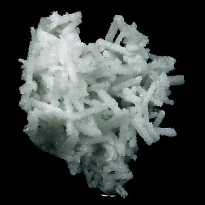 Prehnite Rare Find Natural Mineral Specimen # B 4754  https://www.superbminerals.us/products/prehnite-rare-find-natural-mineral-specimen-b-4754  Features: A coveted jackstraw cluster of elongated laumontite crystals that pseudomorphed from mint-green