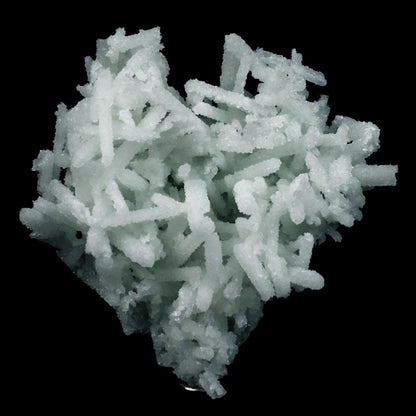 Prehnite Rare Find Natural Mineral Specimen # B 4754  https://www.superbminerals.us/products/prehnite-rare-find-natural-mineral-specimen-b-4754  Features: A coveted jackstraw cluster of elongated laumontite crystals that pseudomorphed from mint-green
