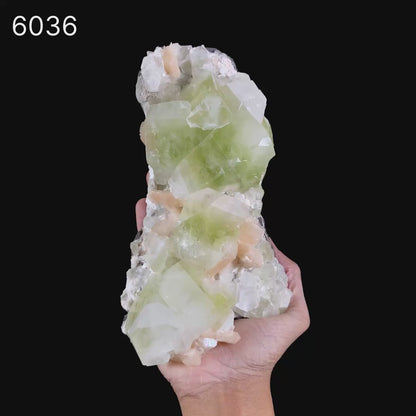 Apophyllite green cube with Stilbite Natural Mineral Specimen # B 6036