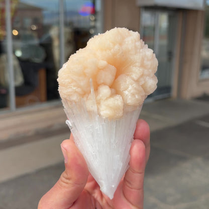 Rare Scolecite with  Stilbite bow tie Specimen from Nashik, India # DKT8
