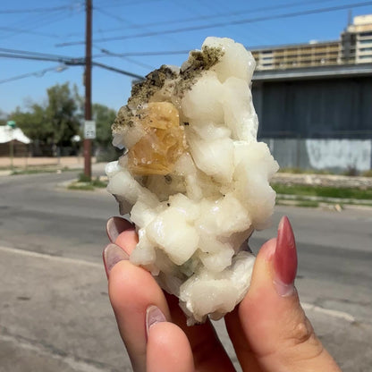 Rare Powellite Crystal on Stilbite – Natutal Zeolite Specimen from Nashik # DKT89