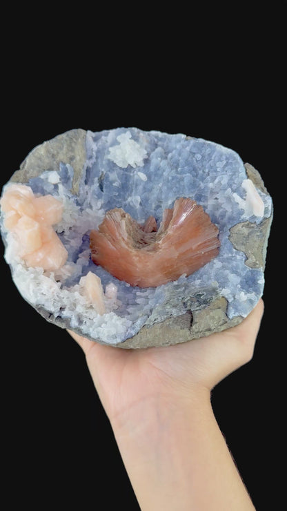 Heulandite and Stilbite on Chalcedony | SELF STANDING | High Quality Mineral | Indian Mineral | Superb Minerals