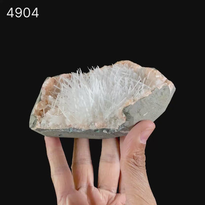 Scolecite Sprays On Heulandite With Stilbite Geode Natural Mineral Specimen  # B 4904