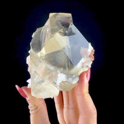 Museum-Grade Optical Calcite with Apophyllite – Rare Jalgaon, India Crystal Specimen | Gemmy Transparent Calcite Formation DKT68