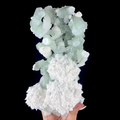 Green Apophyllite with Cotton-Ball Mordenite & Stilbite - Raw Indian Zeolite Cluster from Ahilyanagar ,India # DKT175