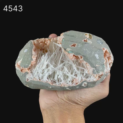 Scolecite With Stilbite Inside Heulandite Geode Natural Mineral Specimen  # B 4543